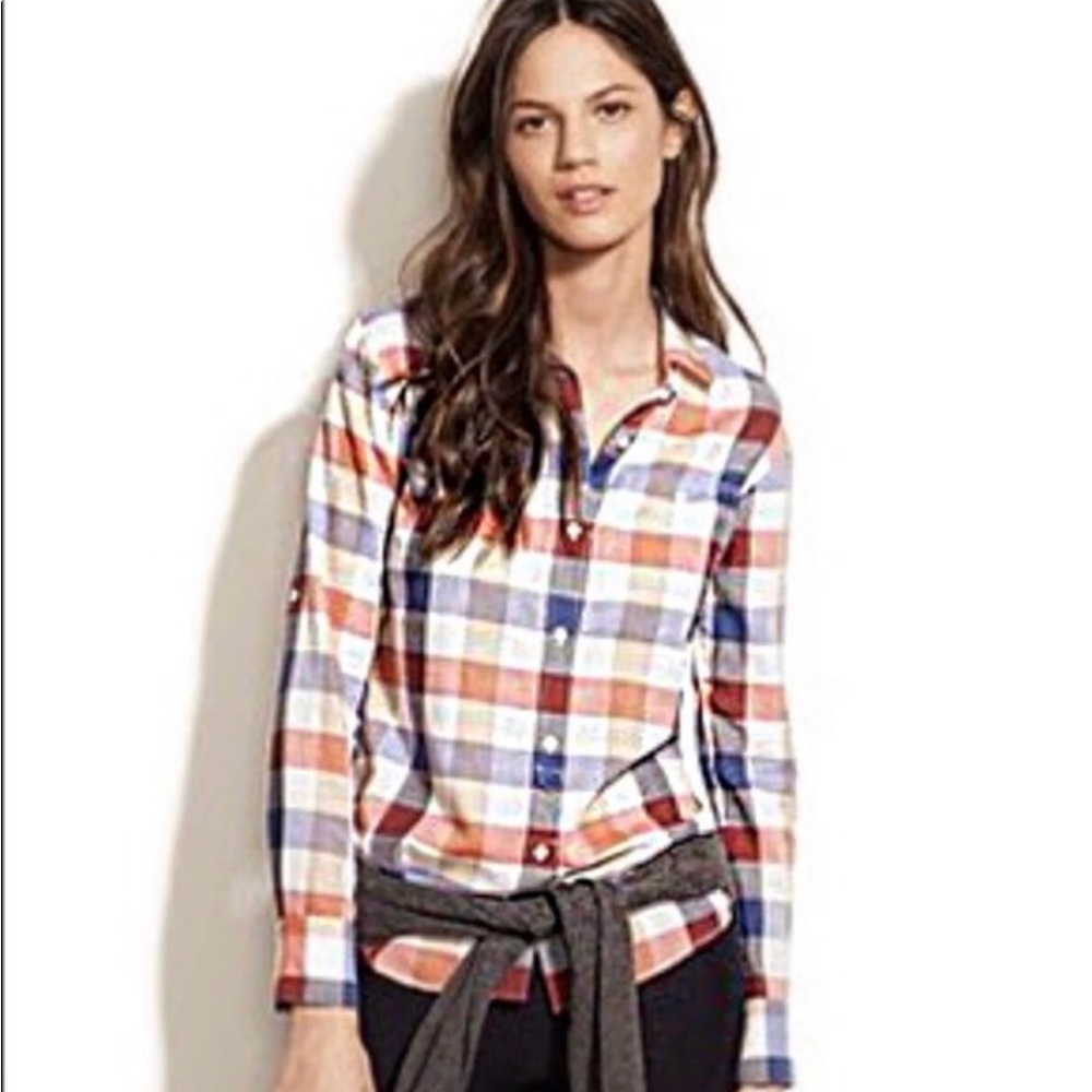MADEWELL Broadway & Broome Women’s Plaid Button Down Shirt 100% Cotton Large EUC - Picture 2 of 14